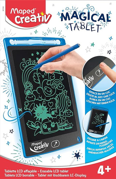 Maped Creativ - Tablette Magique LCD + Stylet - Ardoise Tablette de Dessins Effaçable - Loisirs créatifs et Cadeau pour Enfants dès 4 ans, Noir, Unique